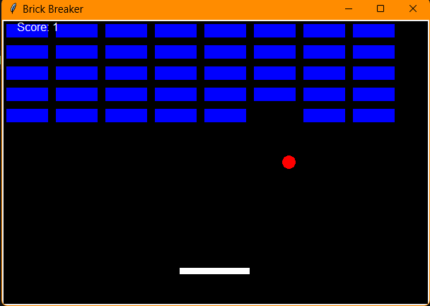 Brick breaker game using python and Oops 